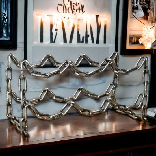 Prezents.com Chain Metal Wine Rack 6 Bottle Holder Home Decor Kitchen Storage Gift Ideas-OsirisTradingUK