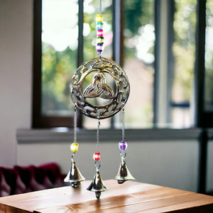 Triquetra Celtic Knot Wind Chime | Serene Bells | Metal Harmony Chime | Spiritual Decorative Home Art | Mystic Garden Decor-OsirisTradingUK
