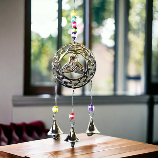 Triquetra Celtic Knot Wind Chime | Serene Bells | Metal Harmony Chime | Spiritual Decorative Home Art | Mystic Garden Decor-OsirisTradingUK