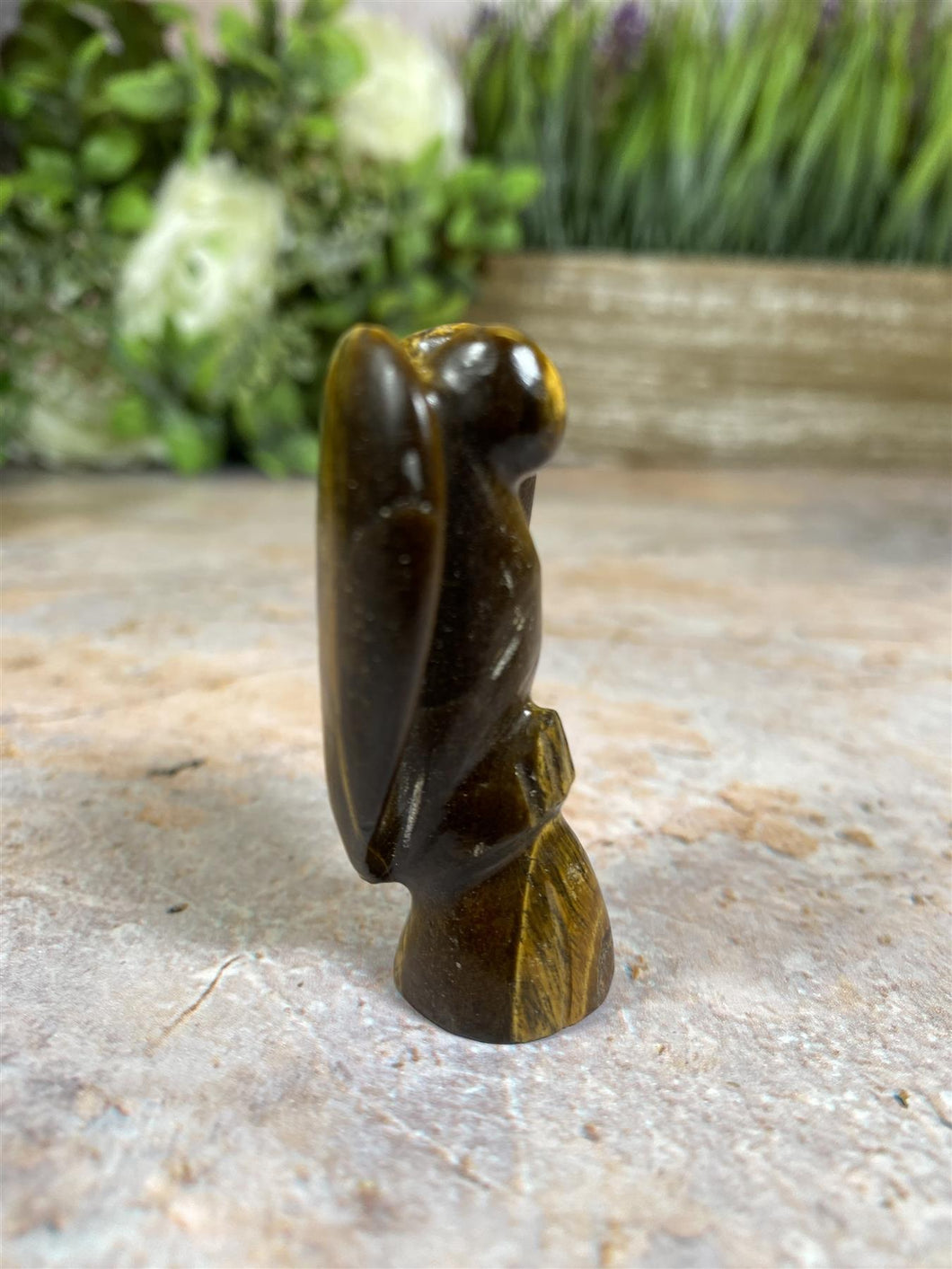 Handcrafted Tiger Eye Angel | Velvet Pouch Included | Unique Crystal Healing Protection 4.5-5.5cm-OsirisTradingUK