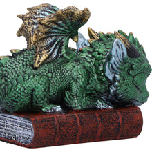 Load image into Gallery viewer, Fantasy Sleeping Dragon Ornament Gothic Creature Figurine on Magic Spell Book
