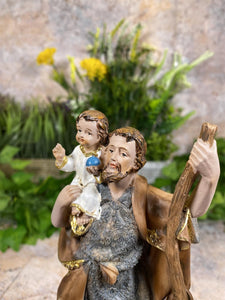 Statue of Saint Christopher & Jesus Religious Figure Religious Sculpture 20 cm