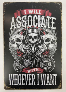 Vintage Biker Skulls Metal Sign - Unique Retro Decor for Motorcycle Enthusiasts-OsirisTradingUK