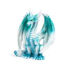 Load image into Gallery viewer, Ice Dragon Figurine 17cm | Frost Fantasy Resin Statue | Blue White Dragon Home Decor Gift
