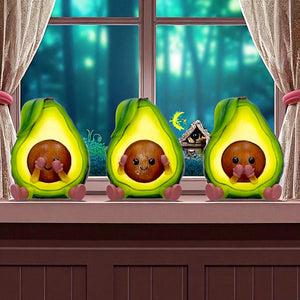 Quirky Three Wise Avocado Figurines Hear No See No Speak No Evil Novelty Decor