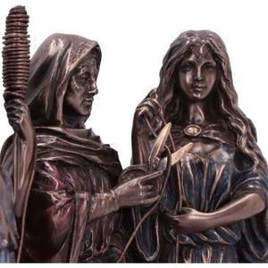 The Three Fates of Destiny Bronze Figurine 19cm – Mythological Resin Ornament