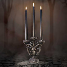 Laden Sie das Bild in den Galerie-Viewer, Baphomet&#39;s Radiance Candelabra 46cm with LED Candles | Gothic Occult Home Decor Nemesis Now Design
