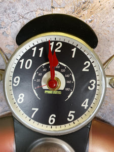 Vintage Motorcycle Metal Wall Clock - Classic Biker Decor - Retro Bike Design with Functional Clock - Unique Gift for Motor Enthusiasts-OsirisTradingUK