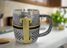 Load image into Gallery viewer, Medieval Knight Templar Tankard Mug - Unique Stainless Steel Drinking Mug, 14.5 x 10.5 cm, Perfect for Collectors &amp; Gift Ideas
