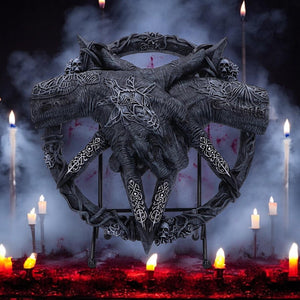 Gothic Baphomet Claws Pentagram Statue Occult Horror Altar Decor Figurine 24.5 cm