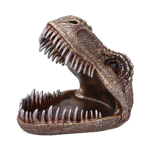 T-Rex Skull Trinket Dish Metallic Dinosaur Head Bowl Jurassic Fossil Decor Gift