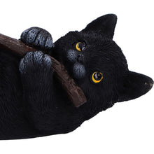 Load image into Gallery viewer, Witchcraft Cat Riding Broom Figurine Gothic Black Kitten Wiccan Fantasy Statue
