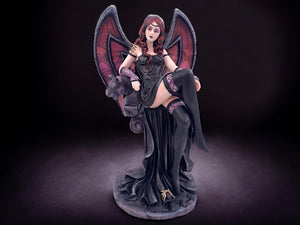 Enchanting Gothic Fairy and Gargoyle Companion Statue - Handcrafted Dark Fantasy Resin Sculpture - Mystical Home Decor
