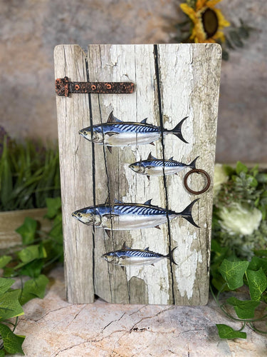 Rustic Vintage Style Mackerel Key Box Handmade from Reclaimed Wood & Metal-OsirisTradingUK