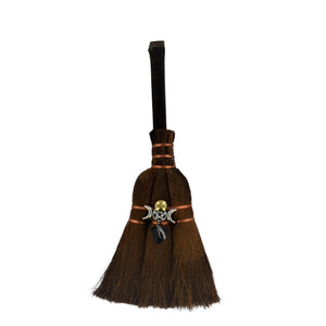 Copper Witch Broom for Pagan Altar | 24 cm Wicca Ritual Decor