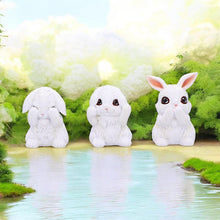 Charger l&#39;image dans la galerie, Three Wise Bunnies Figurines – 9cm Adorable White Bunny Ornaments
