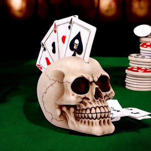 Gothic Poker Skull Ornament Fantasy Home Decor Figurine Halloween Sculpture Gift