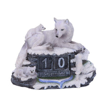 Load image into Gallery viewer, Mother Wolf with Pups Perpetual Calendar Arctic Wildlife Figurine Home Decor

