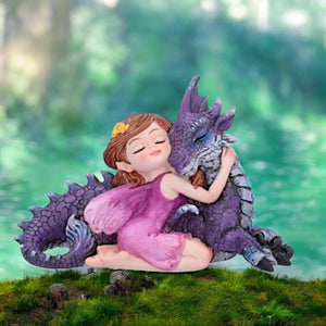 Resin Fairy and Dragon Figurine - Fantasy Art Gothic Ornament Gift 15cm