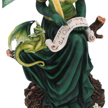 Load image into Gallery viewer, Enchanting 49.5cm Green Fairy Figurine with Dragon - Hand-Painted Fantasy Resin Sculpture
