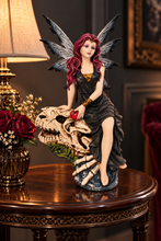 Load image into Gallery viewer, Gothic Fairy on Dinosaur Skull Figurine 25cm Dark Fantasy Statue Ornament Decor
