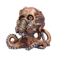 Load image into Gallery viewer, Gothic Steampunk Octopus Skull Figurine Respiration Gears &amp; Gas Mask Ornament
