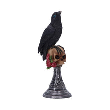 Load image into Gallery viewer, Raven on Skull Gothic Figurine Celtic Rose Base Ornament Occult Horror Statue
