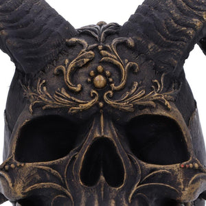 Diabolus Horned Skull Figurine Gothic Demon Skull Ornament Halloween Horror Statue