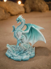 Laden Sie das Bild in den Galerie-Viewer, Majestic Ice Dragon Statue - Fantasy Decor - Resin Art Sculpture - Mythical Figurine-OsirisTradingUK
