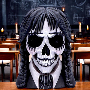 Dark Gothic School Girl Skull Figurine  Alternative Home Decor Collectible Halloween Horror