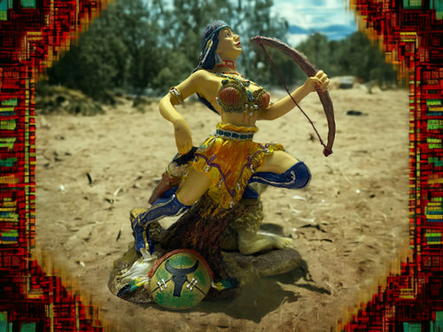 Resilient Tribal Warrior Woman Statue with Loyal Wolf, Exquisite Resin Craftsmanship, 22x17cm – Empowering Home Decor-OsirisTradingUK