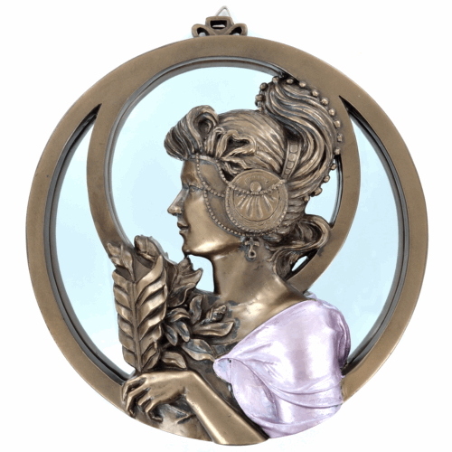Bronze Effect Art Nouveau Lady Wall Mirror Plaque Home Decoration Resin Ornament-OsirisTradingUK