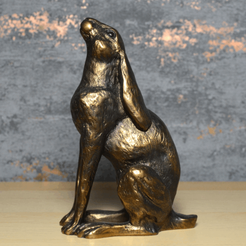 Bronze Effect Moon Gazing Hare Sculpture Harriet Glen Statue Sculpture Pagan-OsirisTradingUK