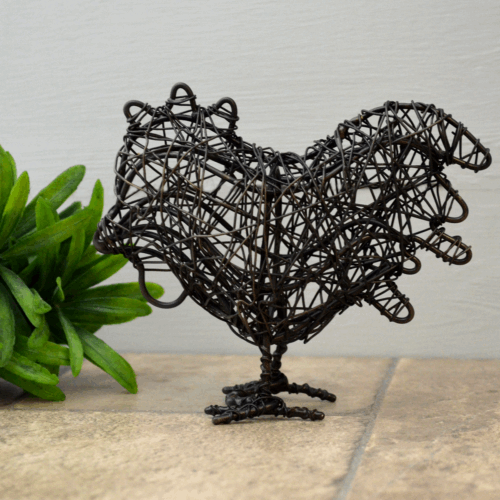 Abstract Wire Metal Cockerel Garden Ornaments Lawn Decor Country Home Chicken-OsirisTradingUK