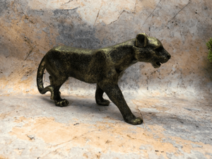 Antique Bronze Effect Panther Sculpture Figurine Solid Metal Statue Ornament-OsirisTradingUK