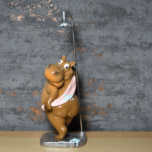 Comical Hippo In The Shower Figurine Novelty Statue Ornament Gift Idea-OsirisTradingUK