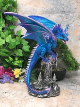 Load image into Gallery viewer, Blue Dragon Resting Fantasy Sculpture Mythical Statue Ornament Gothic Dragons-OsirisTradingUK
