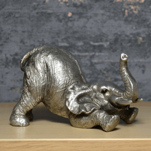 Load image into Gallery viewer, Antique Silver Effect Elephant Statue Ornament Wild Animal Gift Safari Sculpture-OsirisTradingUK
