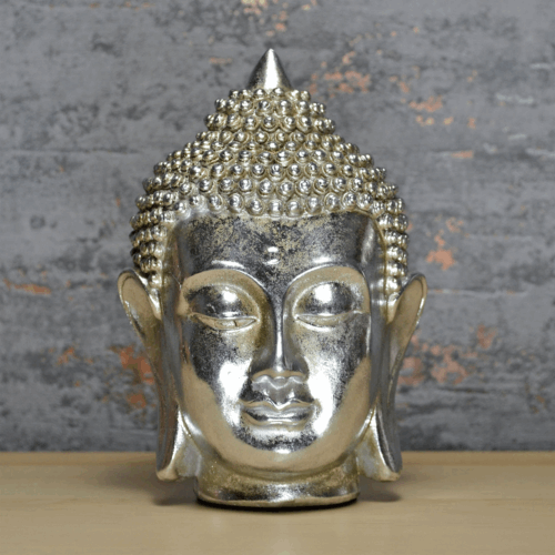 Buddha Medium Buddha Head Antique Silver Ornament Figurine Gift-OsirisTradingUK