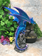 Load image into Gallery viewer, Blue Dragon Resting Fantasy Sculpture Mythical Statue Ornament Gothic Dragons-OsirisTradingUK
