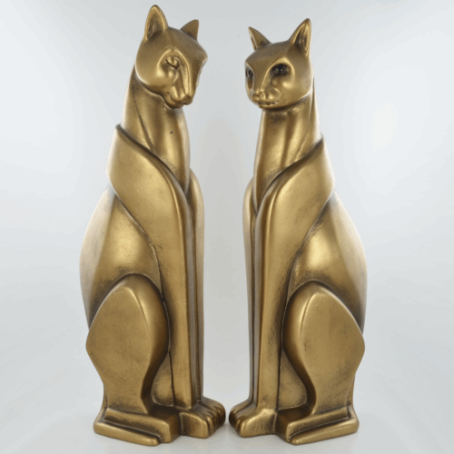 Bronze Effect Abstract Cats Sculptures Ornament Countryside Statue Cat Figures-OsirisTradingUK