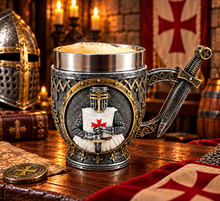 Load image into Gallery viewer, Knights Templar Tankard Medieval Crusader Knight Beer Mug Gothic Gift 15.5cm
