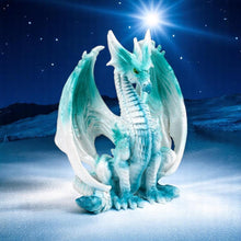 Load image into Gallery viewer, Ice Dragon Figurine 17cm | Frost Fantasy Resin Statue | Blue White Dragon Home Decor Gift
