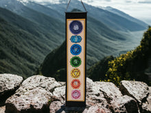 Load image into Gallery viewer, Chakra Alignment Banner - Colorful Textile Wall Hanging, Handcrafted Spiritual Decor with Wood Accents, Energy Balancing Art (160 cm Length)-OsirisTradingUK
