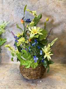 Exquisite Handcrafted Artificial Flowers in Wicker Basket - 40cm Tall Floral and Plants Display Home Decoration