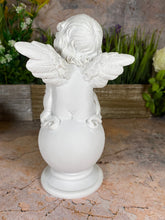 Load image into Gallery viewer, Cherub Angel Statue - Resin Garden Cherub - Classic White Angelic Figurine - Peaceful Home Decor - Memorial Statue - Spiritual Artwork
