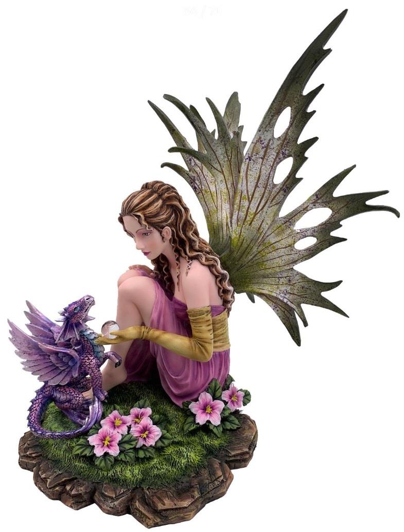 Handcrafted Fairy & Dragon Resin Statue - Mythical Fantasy Home Decor Sculpture, Detailed Artistry, Enchanting Collectible Display Piece-OsirisTradingUK