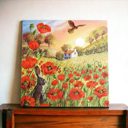 The Farfield Ceramic Picture Tile Judith Yates Idyllic Countryside Hare Scene-OsirisTradingUK