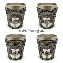 Charger l&#39;image dans la galerie, Gothic Knight Templar Shot Glasses Set of 4 - Historical Medieval Home Bar Decor
