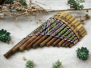 Handmade Bamboo Pan Pipe Flute Folk Music Instrument Decor Artisan Crafted Cultural Decorative